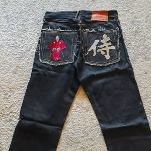 Black red monkey jeans